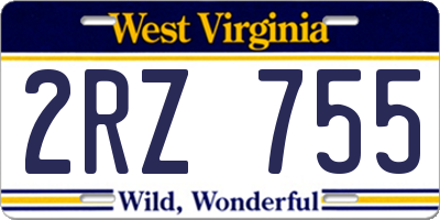 WV license plate 2RZ755