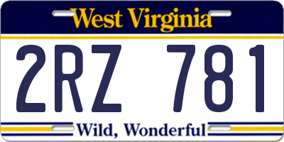 WV license plate 2RZ781