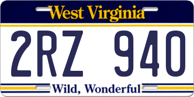 WV license plate 2RZ940