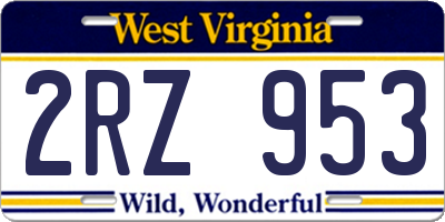 WV license plate 2RZ953