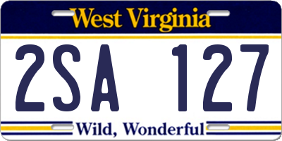 WV license plate 2SA127