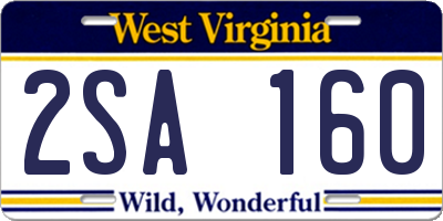 WV license plate 2SA160