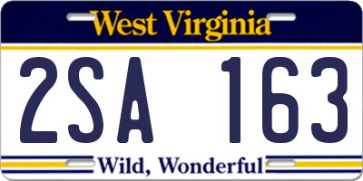 WV license plate 2SA163