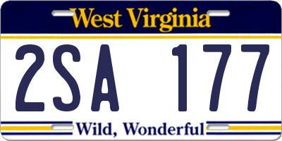 WV license plate 2SA177