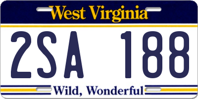WV license plate 2SA188