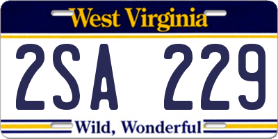 WV license plate 2SA229