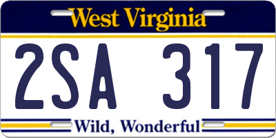 WV license plate 2SA317