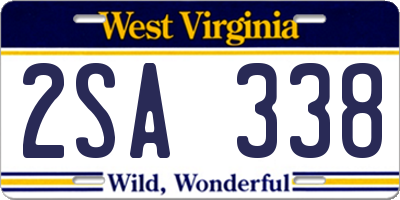 WV license plate 2SA338