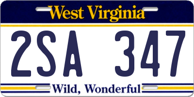 WV license plate 2SA347