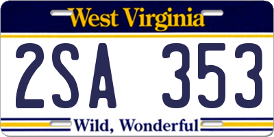 WV license plate 2SA353