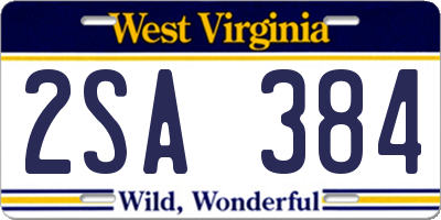 WV license plate 2SA384