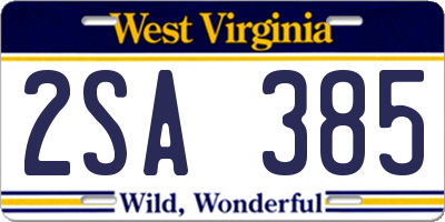 WV license plate 2SA385
