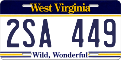 WV license plate 2SA449