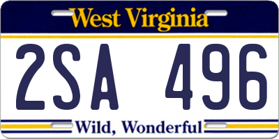 WV license plate 2SA496
