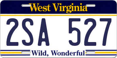 WV license plate 2SA527