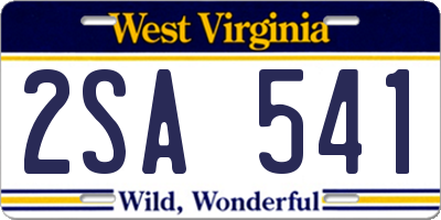 WV license plate 2SA541