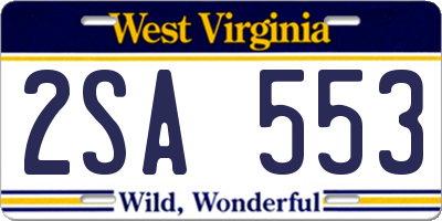 WV license plate 2SA553