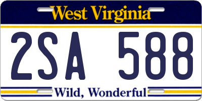 WV license plate 2SA588