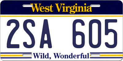WV license plate 2SA605