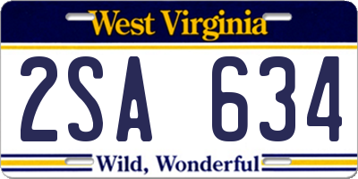 WV license plate 2SA634