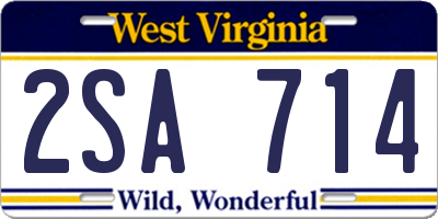 WV license plate 2SA714