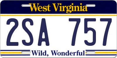WV license plate 2SA757