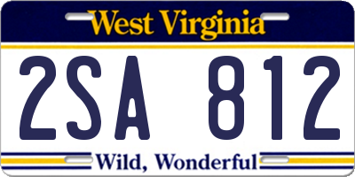 WV license plate 2SA812