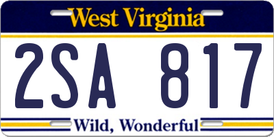WV license plate 2SA817