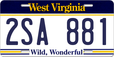 WV license plate 2SA881