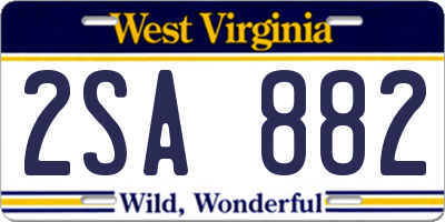 WV license plate 2SA882