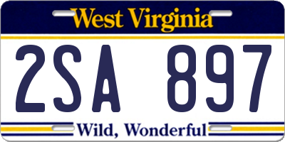 WV license plate 2SA897
