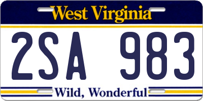 WV license plate 2SA983