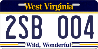 WV license plate 2SB004