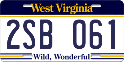 WV license plate 2SB061