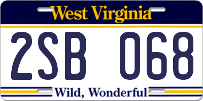WV license plate 2SB068