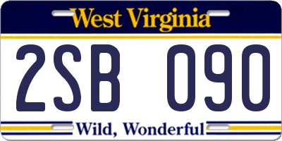 WV license plate 2SB090