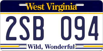 WV license plate 2SB094