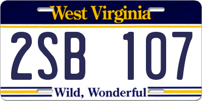 WV license plate 2SB107