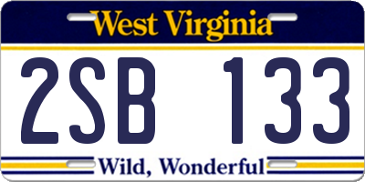 WV license plate 2SB133