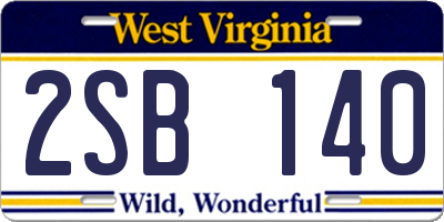 WV license plate 2SB140