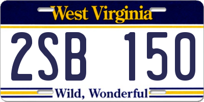 WV license plate 2SB150