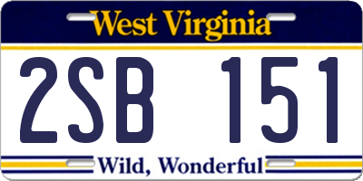 WV license plate 2SB151