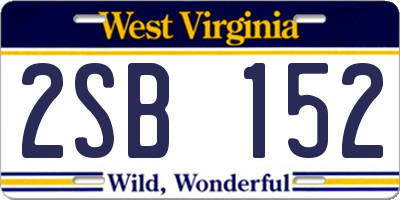 WV license plate 2SB152