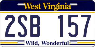 WV license plate 2SB157