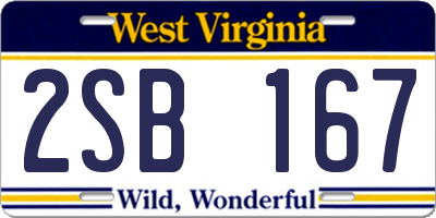 WV license plate 2SB167