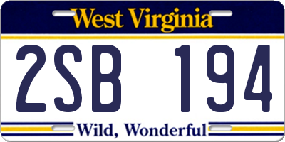 WV license plate 2SB194