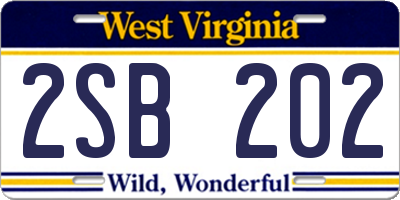 WV license plate 2SB202