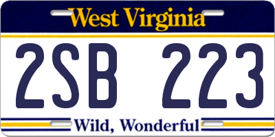 WV license plate 2SB223
