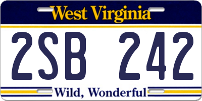 WV license plate 2SB242