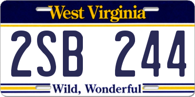 WV license plate 2SB244